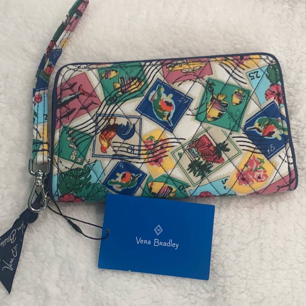Vera Bradley RFID Grab & Go Wristlet, Cuban Stamps